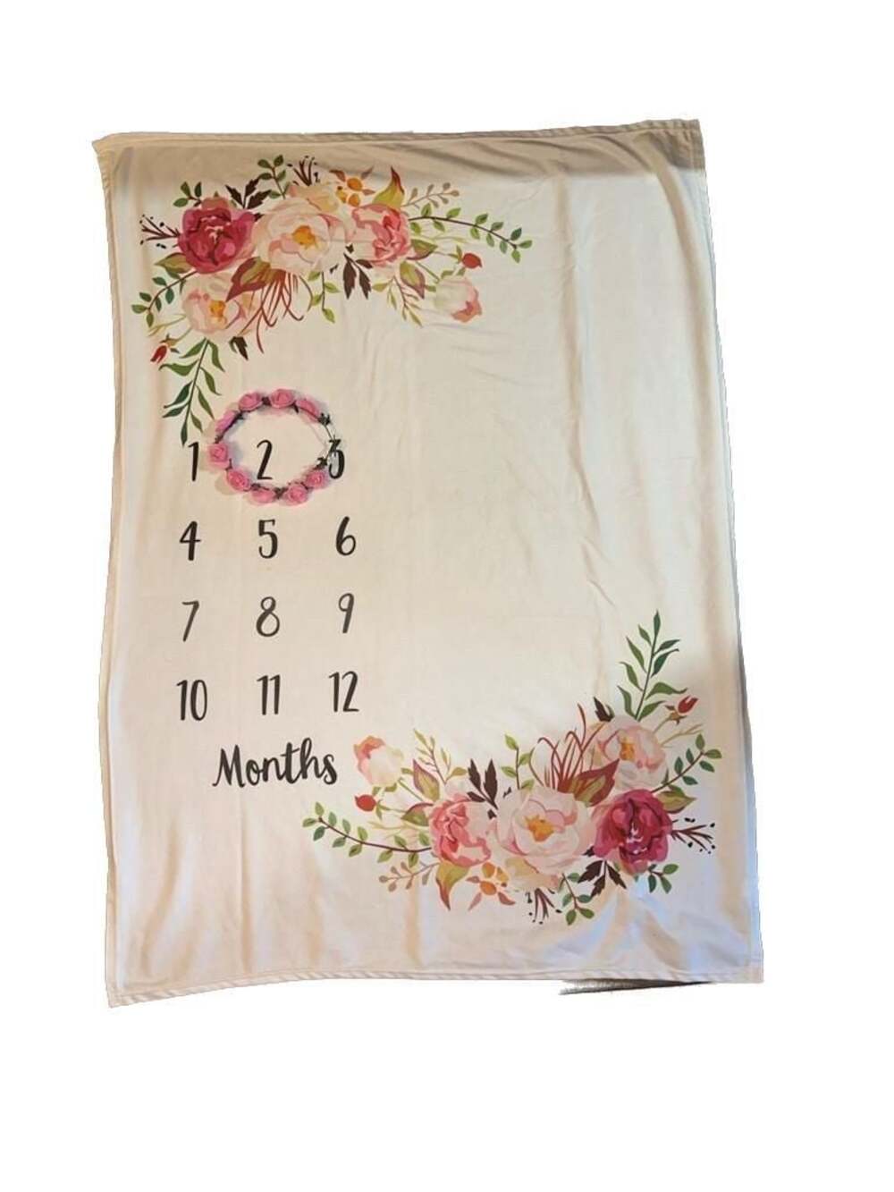Baby Girl Floral Monthly Milestone Photography Growth Blanket